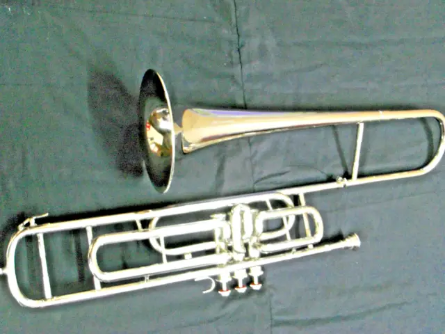 Trombone VALVE Made Of Pure Brass In Polished Chrome + Mouthpc + Shell