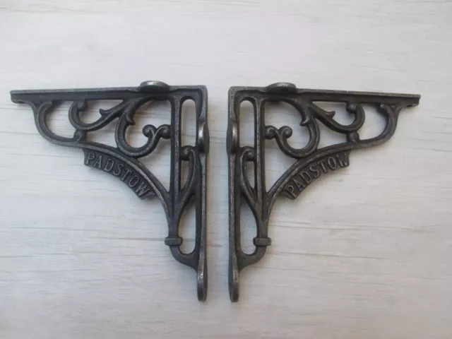 Pair of Ornate Victorian scroll Cast Iron book shelf Wall Bracket Support