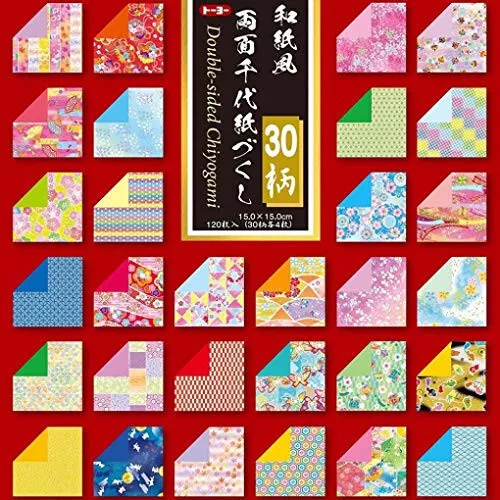 Toyo Origami Japanese Paper Style Chiyogami Double Sided 15cm Square 30 Patterns