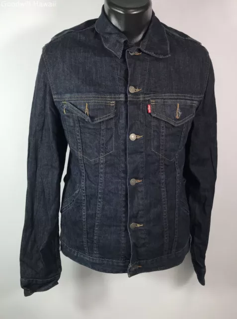 LEVI'S Blue/Navy Long Sleeve Button Unspecified Coat/Jacket Men - Size M