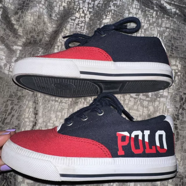 Polo Ralph Lauren Vaughn II Boy Infant Toddler Navy Red Sneaker Textile 10 Blue 3