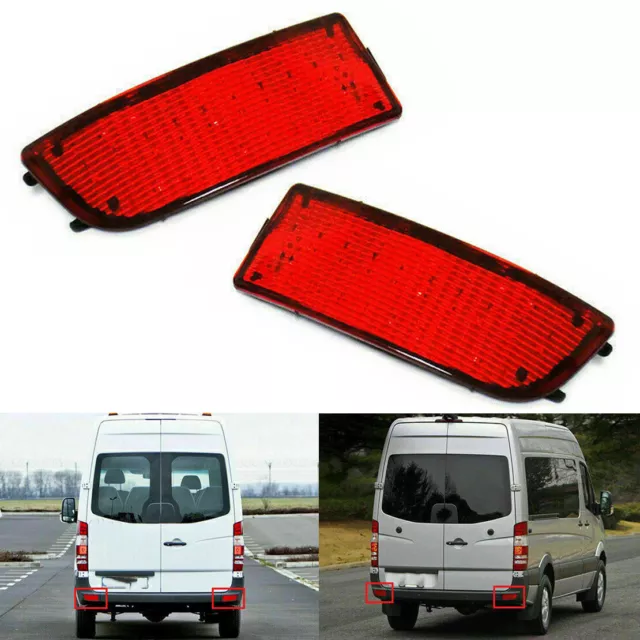 2x Red LED Rear Bumper Reflector Light Brake Lamp fit for Benz Sprinter 07-18 Ze