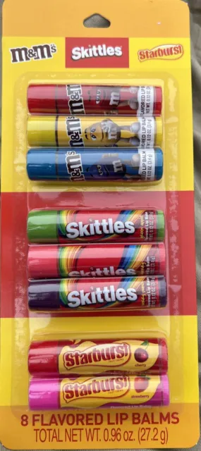 M&M's, Skittles & Starburst Flavored Lip Balms (8)