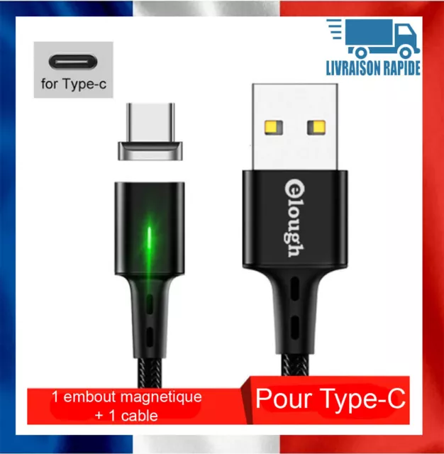 Câble USB Cordon Chargeur Magnétique LED pour Type-C USB Charge Rapide