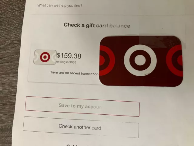 Target Gift Card $159.38