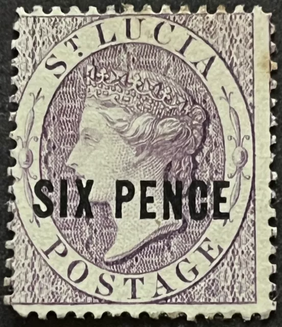 St Lucia Stamp SG28 6d violet, Unused, No Gum.