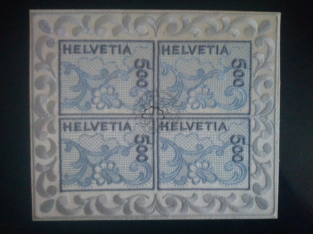 Suisse Bloc Timbres Broderie Oblitéré  20/06/2000- Auto-adhésive. Forte cote.