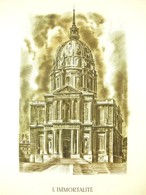 Napoleón Bonaparte INMORTALIDAD DE Hotel De Invalides Grabado Por Decaris 52cm