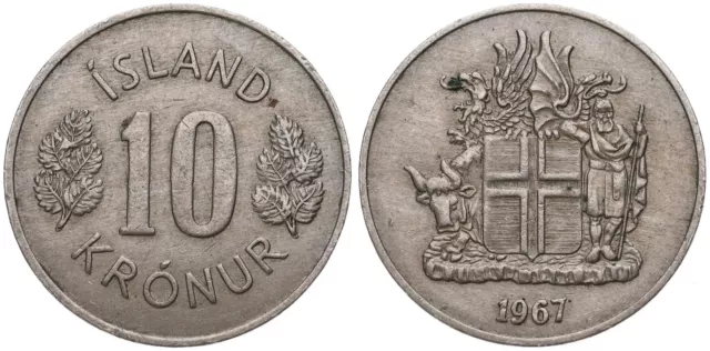 Island - Iceland 10 Kronur 1967-1980 - Kronen KM# 15 - verschiedene Jahrgänge