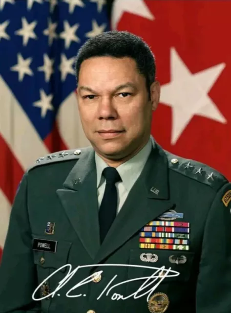 COLONEL COLIN POWELL USA RARE SIGNED FRAMED photo print 6 x 4 CHARITY LISTING