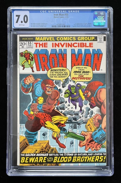 Iron Man #55 CGC 7.0 (1973) 1st App Thanos Drax the Destroyer * WHITE Pages *