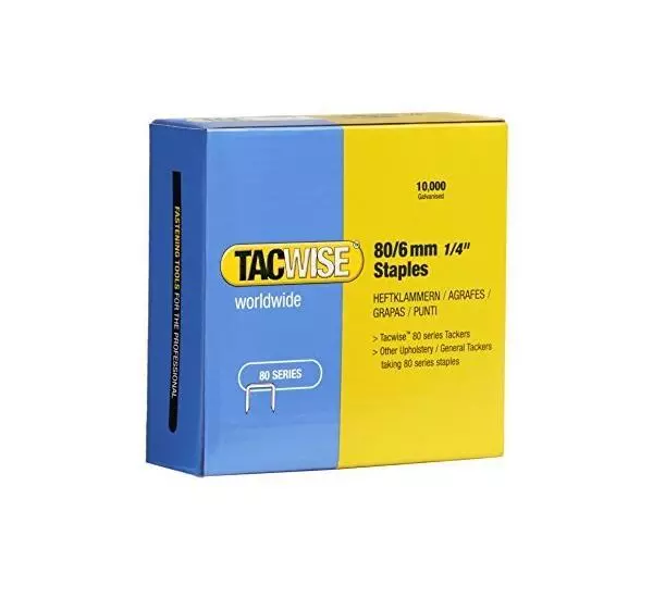 80 SERIES STAPLES for UPHOLSTERY STAPLING 6mm LEG LENGTH. 10,000 STAPLES/BOX