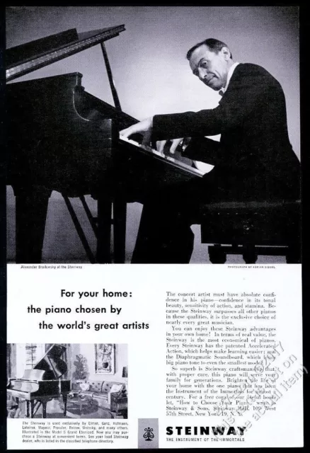 1952 Alexander Brailowsky photo Steinway piano vintage print ad