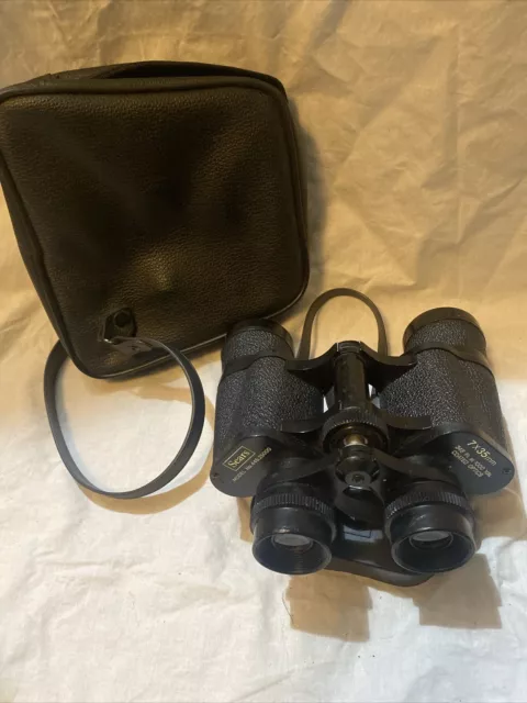 Vintage Sears Binoculars With Orig Case Quick Focus 7x 35 Mm 348 Ft At 1000 Yard
