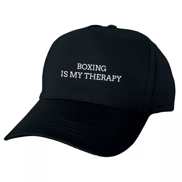 Boxing Is My Therapy Black Baseball Cap Funny Hat