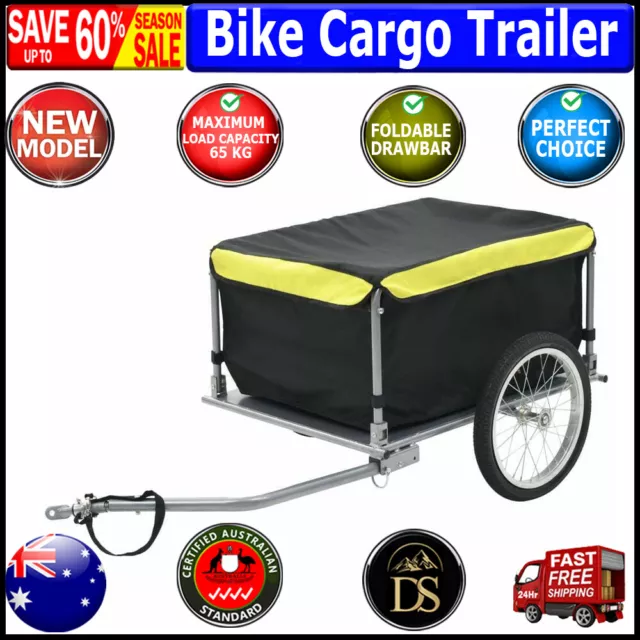 vidaXL Bike Bicycle Cargo Luggage Trailer Cart Hand Wagon 65 kg Black & Yellow