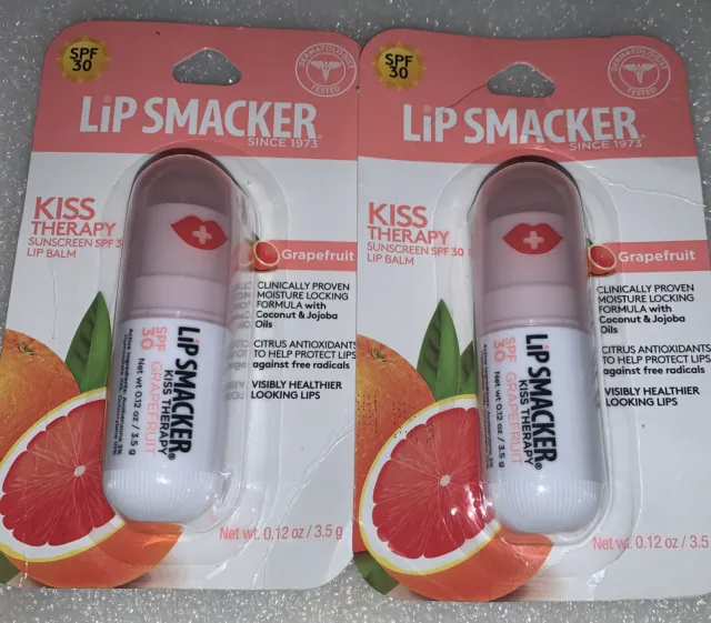 2X Lip Smacker kiss Therapy Sunscreen SPF 30 Lip Balm-Grapefruit: 0.12oz/3.5gm