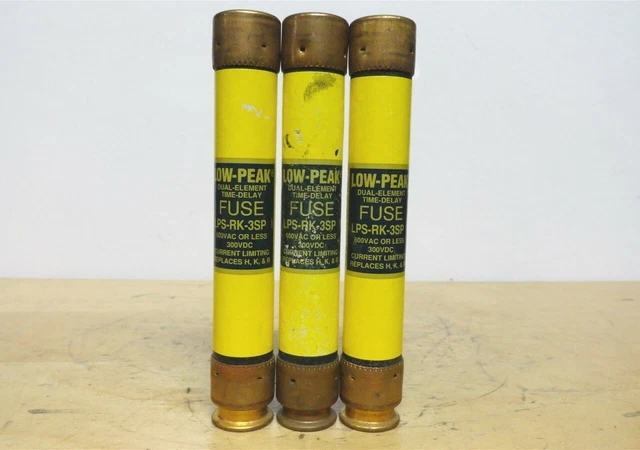 (3) - Bussmann - LPS RK 3SP - 3A Bas Pic Temps Retard Fusible 600vac/300vdc -