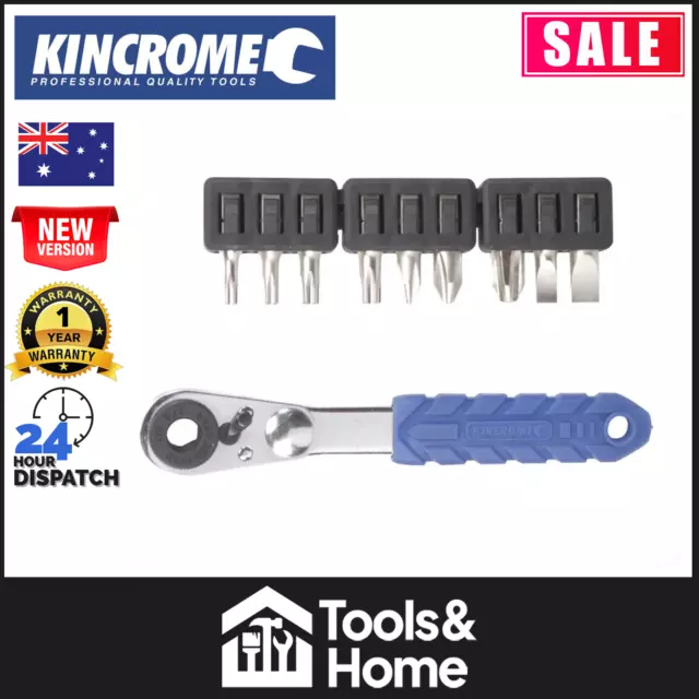 Kincrome 10pc 1/4" Drive Mini Ratchet Bit Set Blade Phillips Torx - K5014