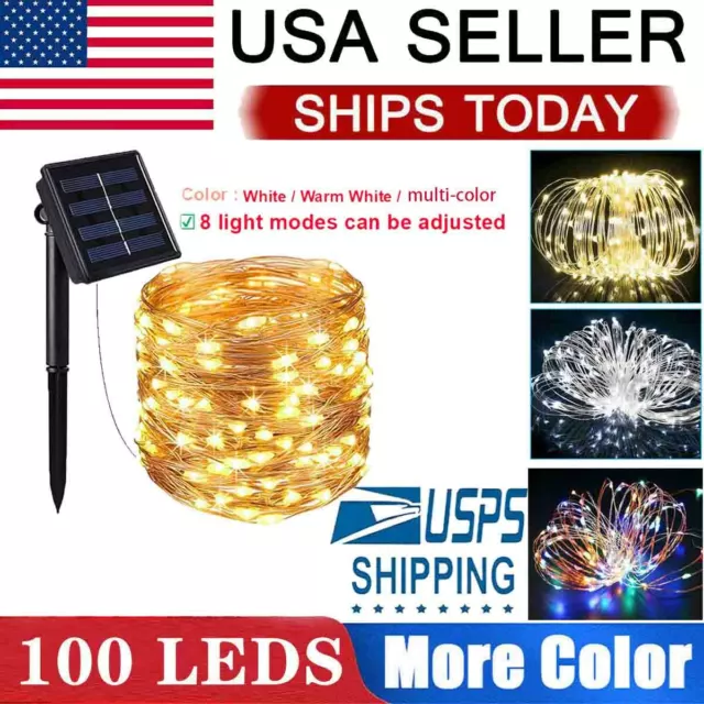 Outdoor Solar String Lights LED Waterproof Copper Wire Xmas Garden Party Decor..
