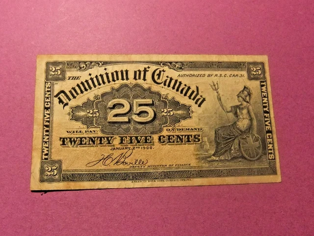 1900 Dominion of Canada 25 Cent Banknote - VF CRISP