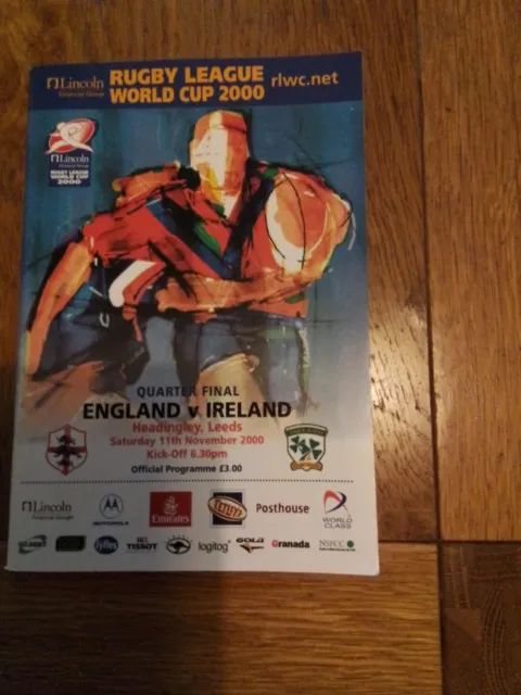 England Vs Ireland  Rugby League Quarter Final 2000 Program