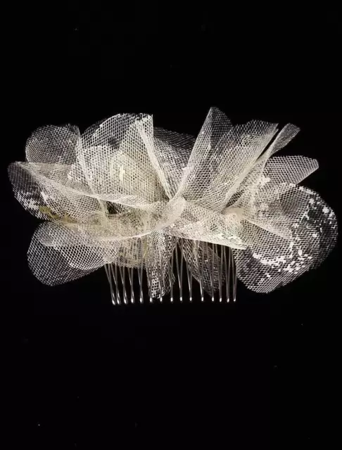 Paris by Debra Moreland Broken Blossoms Ivory Painted Tulle Bridal Hair Comb