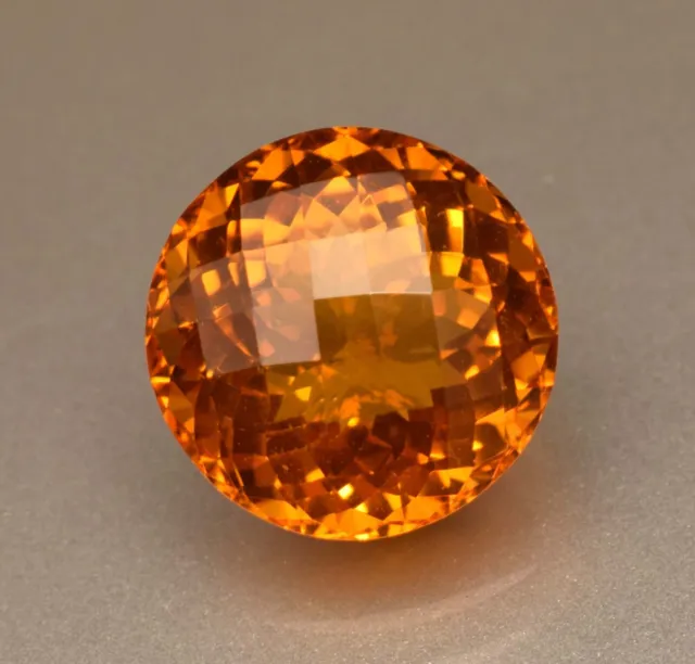 Natural Orange yellow Brazil Madeira Citrine 23.55 Ct Certified Round Cut Gem