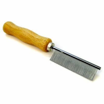 Safari Dog Wooden Handle comb removes fleas nits and debris  haired pets
