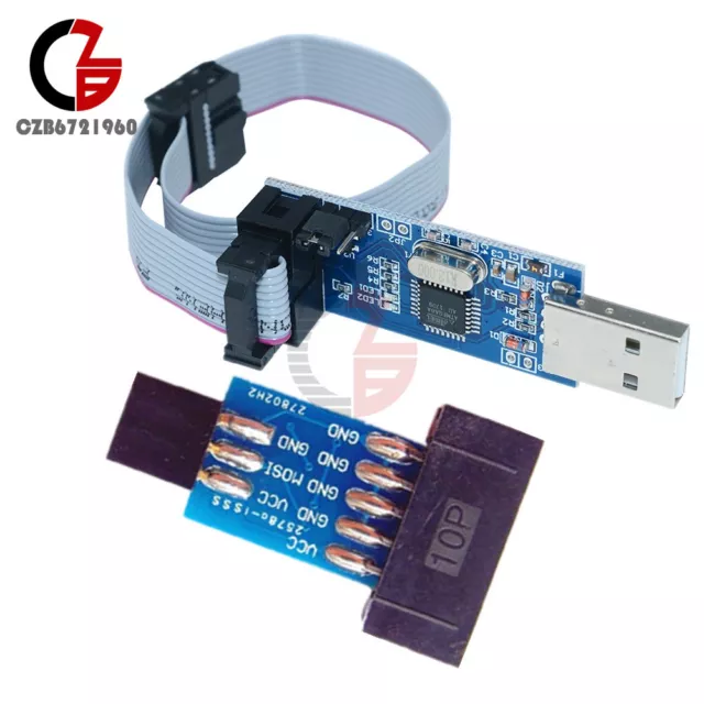 10 Pin Convert to Standard 6 Pin Adapter Board+USBASP USBISP AVR Programmer USB