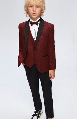 Brand New Boys Formal 5 Piece Suit Boy Prom Wedding Suit In Wine  Ages 1 To 15
