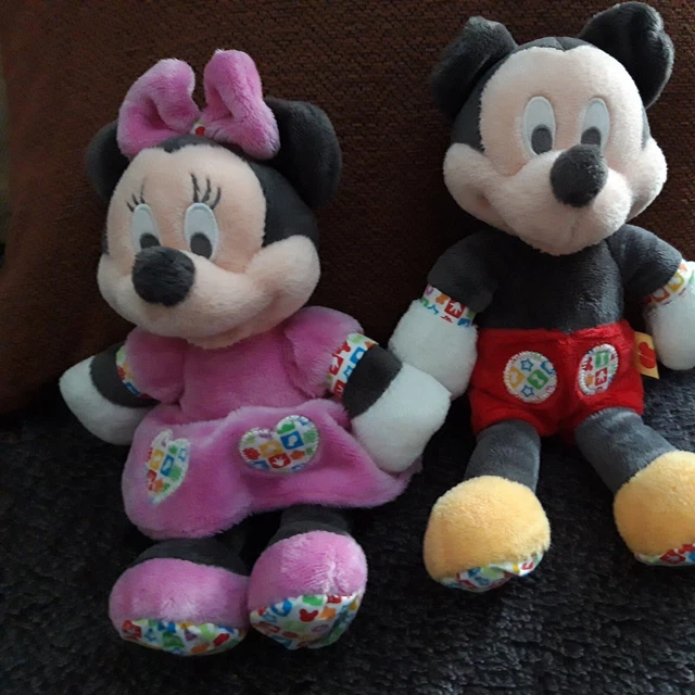 VIP1 🧚‍♀️🧚‍♀️Doudou Minnie et Mickey Disney Nicotoy 27 cm. Bruit hochet Tbe