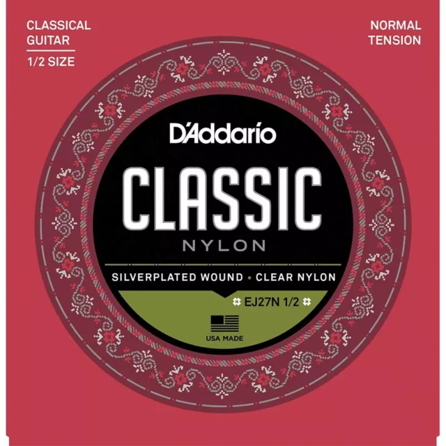 D'Addario Ej27n 1/2 String Set Classic - for Concert Guitar 1/2