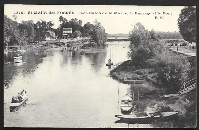 Cpa  --  Saint Maur Des Fosses Les Bords De Marne Le Barrage Et Le Pont . 529.G