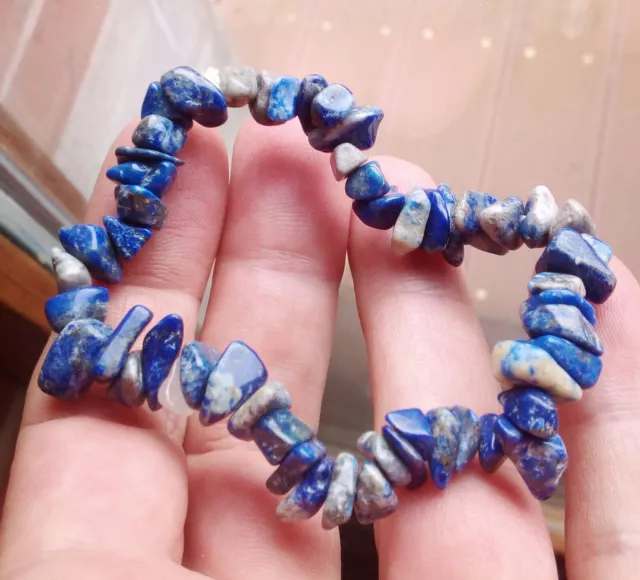 bracelet baroque élastique perles irrégulières en lapis lazuli pierre naturelle