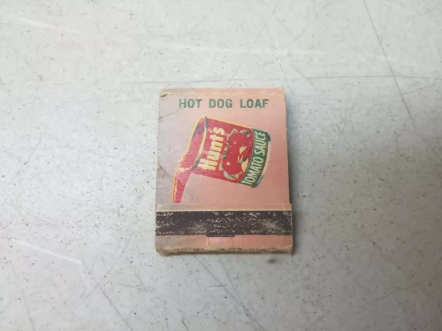 Hunts Tomato Sauce Matchbook Hot Dog Loaf Recipe Vintage Advertising