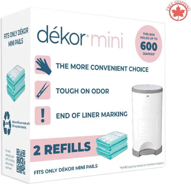 Mini Hands-Free Diaper Pail Refills - 2 Count - Odor-Neutralizing - Easy to Use