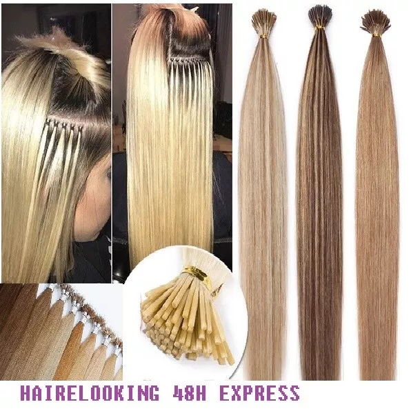 50 100 150 Extensions A Froid Cheveux Indiens Naturels Remy 49-60Cm 1G 48H