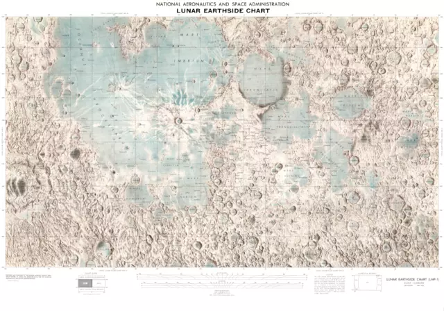 Lunar Moon Earthside Nearside Chart Map Photo Poster Art Print PICK SIZE