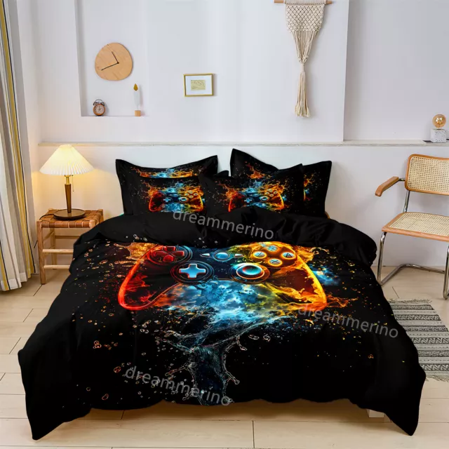 Gamer Gaming Water Doona Quilt Duvet Cover Bedding Set Single/Double/Queen/King