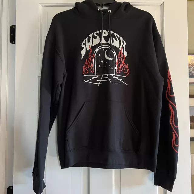 Bailey Sarian Suspish Podcast Hoodie Adult Medium Black Pullover Fleece Flames