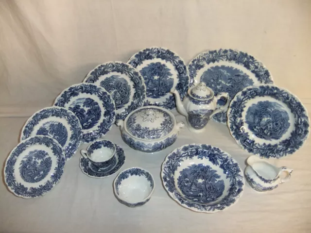 Booths Pottery - British Scenery - pattern A 8024 vintage blue tableware - 9B4E