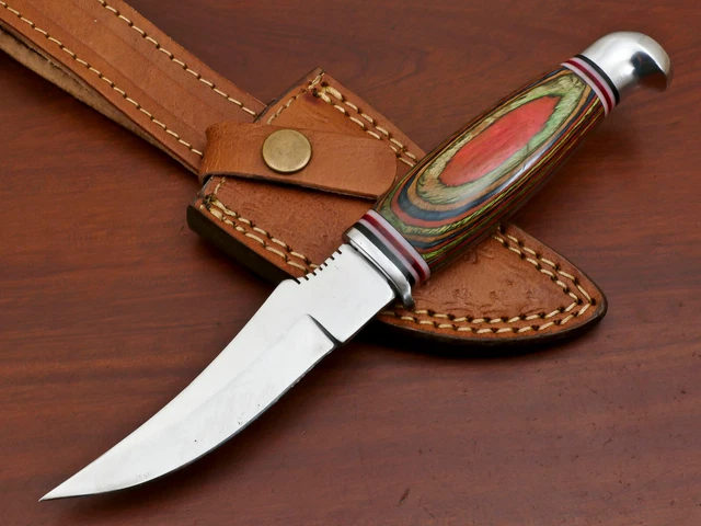 Custom Hand Made D2 Blade Steel Hunting Knife- Pakka Wood  - Za-3361