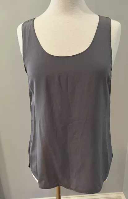 Vince Womens Tank Blouse Silk Front Knit Back Sleeveless Round Neck Top Small