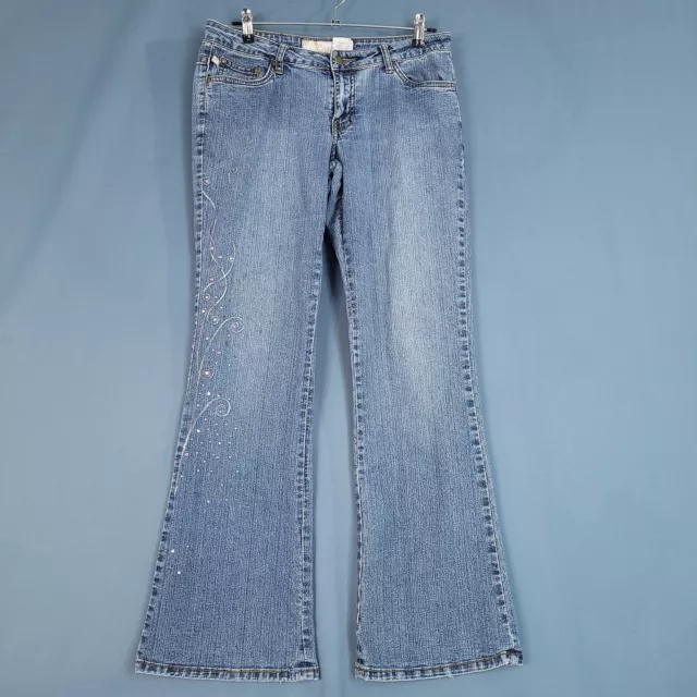 Crest Jeans Women's Boot Cut Denim Jeans Pants Embroidered Blue Size 7/8