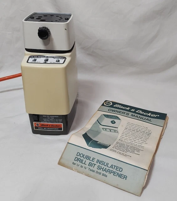 VINTAGE BLACK & Decker Drill Bit Sharpener 7980 + Manual Tested Working