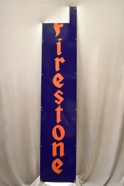 Vintage Firestone Tires Pneumatici Firmare Porcellana Smaltato Pubblicità Blu &