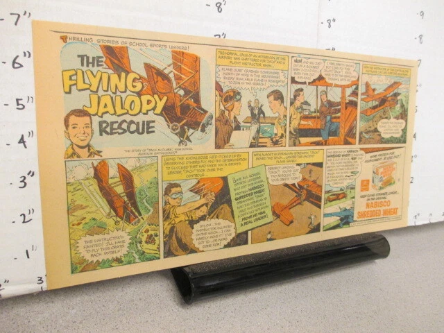 newspaper ad 1953 NABISCO Shredded Wheat cereal box airplane bi-plane JALOPY