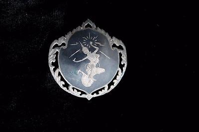 Rare 1920'S-1930'S Silver Dancer Etched Siam Pins 1 3/4 Inch Width & Length