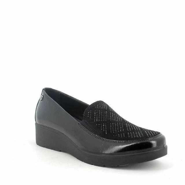 Enval Soft Mocassino Donna Slip On Pelle 8763600 – Nero Elasticizzato Con Memory Foam